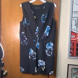 AllSaints Silk black floral print work/career dres